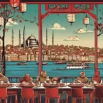 Sushi Restaurant with Bosphorus View Illustration