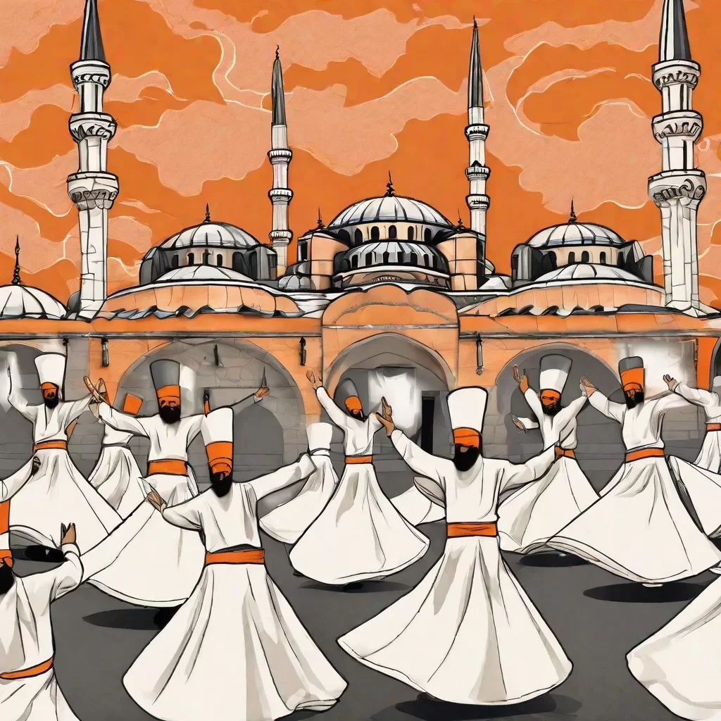 Whirling Dervishes in Istanbul Illustration